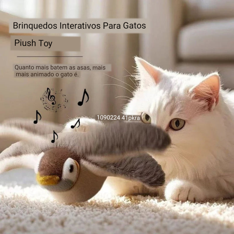 Brinquedo Interativo de Pelúcia Passarinho Elétrico para Gato que Canta Gatomaníacas